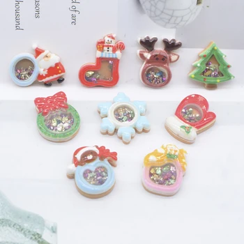 10Pcs/set NOVO Fluir de Natal floco de Neve, Árvore de Resina Sobremesa Figuras Miniaturas Planar DIY de Artesanato de Decoração de Casa de Acessório