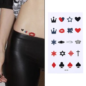 Corpo Coroa Lábio Coração Observação Tatto De Henna Adesivos Impermeáveis Da Etiqueta Temporária Tatuagem Flash Falsas Tatuagens Para Mulheres, Homens