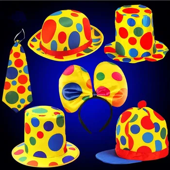 Homens Mulheres Engraçado Bolinhas Palhaço De Circo Chapéus Traje Caps Dom Crianças Festa De Aniversário De Cosplay Adereços De Decoração Do Feriado