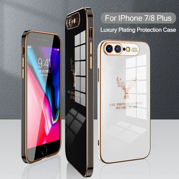 Para O IPhone 7 8 Plus 11 12 Pro Max Case De Luxo Chapeamento Capa De Proteção Para IPhone 7 8 Plus 11 12 Pro Caso Máximo De + Vidro Temperado