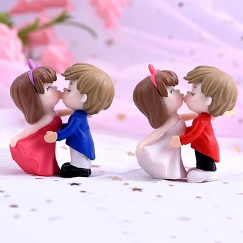 2pcs/set Casais Românticos em Miniatura Mini Boneca DIY Figuras de Fada Decoração de Jardim Presente do Dia dos Namorados Acessórios para o Lar