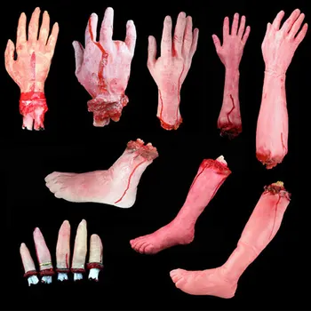 Halloween Horror Decoração Dedo Quebrado A Mão Sangrenta Adereços Assustador Falso Pé Perna Cérebro, Coração De Halloween Prop Suprimentos