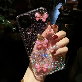 3D Bling Glitter borboleta soft Phone Case Para iPhone 13 12 11 14Pro Max XR X 7 8 Plus capa para samsung Note20Plus S20Plus S20