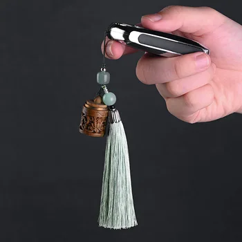 Chinês elemento verde sândalo saquinho de bola do telefone móvel da cadeia de telefone móvel pingente perfumado pílula bola oca de borla pendente