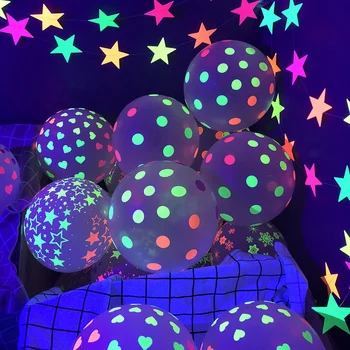 Ponto de Néon Balões UV Luz Negra Reativa Festa de Balões que Brilham No Escuro, Guirlandas de Aniversário de Casamento Luminosa Fluorescente Balões