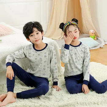4 6 8 10 12 Anos Crianças De Pijamas Outono Conjunto De Roupas Para Meninos Meninas Tops + Calças De Pijamas Cartoon Unicórnio Crianças Pijamas De Algodão