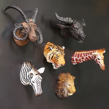 Animal selvagem Besta Cabeça Forte Geladeira Adesivo 3D Estéreo de PVC Tigre, Girafa Ímã de Geladeira Cozinha Decoração Para a Casa