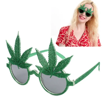 Verde Brilhante Folha De Bordo Óculos Máscara Do Traje Adereços Favores Do Partido Evento Óculos De Acessórios De Festa De Festa De Suprimentos Decoração