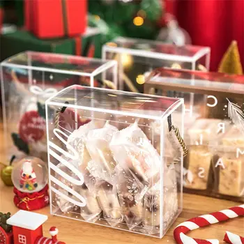 1PC de Natal Transparente floco de Neve Elk Caixa de Presente de Pastelaria Sacos de Presente de Primavera Com Identificador de Doce de Biscoito Assando Caixa
