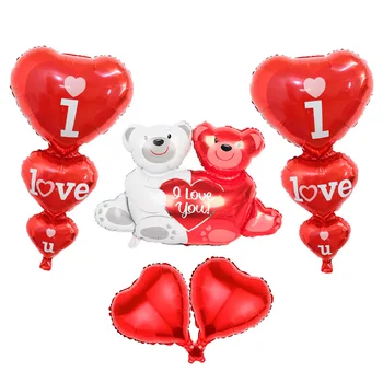 1set Vermelho eu Amo Você, Abraço de Urso Forma de Alumínio do Filme Balões Para o Dia dos Namorados Confissão de Suprimentos Festa de Casamento Decoração