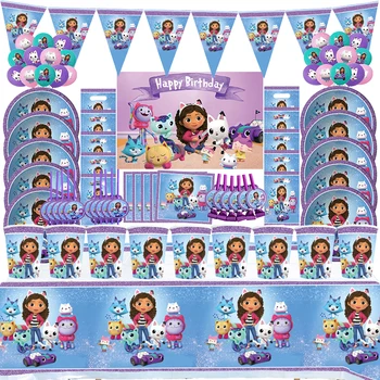 Grátis Personalizar Gabby da Casa de bonecas Festa de Aniversário, Decorações de Talheres Descartáveis Chuveiro do Bebê Número de Balões de Presente de Aniversário