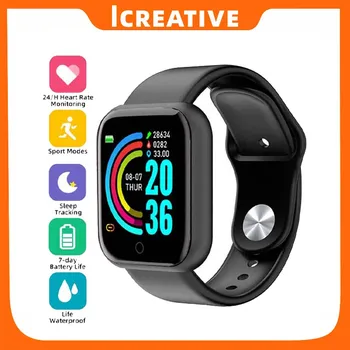 IcreativeY68 Homem, Mulher Inteligente Relógio Bluetooth compatível com o Sports Tracker D20 Relógios Monitor de frequência Cardíaca Smartwatch para Android IOS
