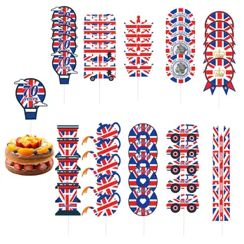 Union Jack Britânica de Londres Cupcake Toppers para festas Grã-Bretanha Patriótica Bolo Rainha do 70º Platinums Jubileu de Decoração do Bolo