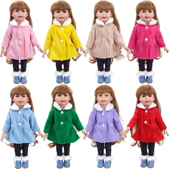De 18 Polegadas de Meninas Roupas de Boneca de Lã Casaco Definida + Calça Americana Recém-nascido Vestido de brinquedos para Crianças de Acessórios de 43 Cm Baby Dolls c730