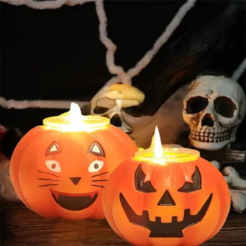 Abóbora de Halloween Suporte de Vela de Horror Festa Prop Abóbora Castiçal Ornamento de Halloween Terror Suprimentos para a Casa/Bar/Tabela