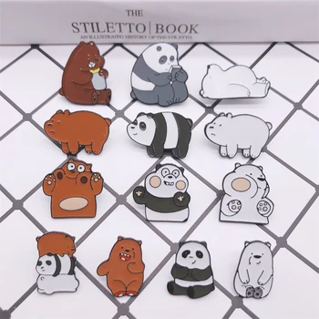 Desenho animado do urso coleção de esmalte pinos animal Bonito Broches para Roupas emblema de Moda grizzly e gelo urso Panda Jóias para crianças