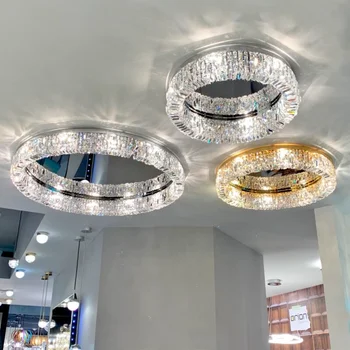 Moderno lustre de cristal de aço inoxidável simples sala de estar lâmpada hotel de luxo decorativo de LED da lâmpada do brilho da iluminação interior