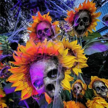 Halloween Crânio De Girassol Decoração Atmosfera De Jardim De Simulação Ornamento Da Flor