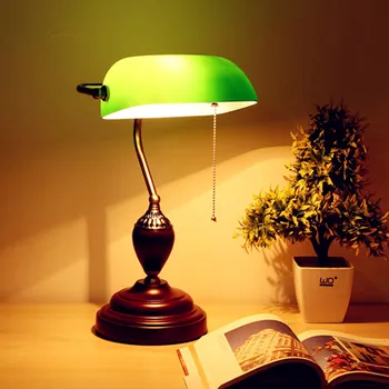 Nórdico Clássico Moderno banqueiro lâmpada de abajur de vidro Verde abajur tampa da mesa de luzes E27 para o Quarto de Estudo em Casa Lendo um Hall de entrada
