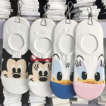Disney Senhora Pato Donald Meias Barco De Mickey Mouse Cartoon Meias De Algodão Animal Bonito De Moda De Meias
