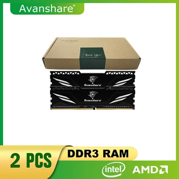 Avanshare Radiater ambiente de Trabalho Memoria 8GB DDR3 4GB 1600MHz 1300MHz Preto Dissipador de Calor de RAM Intel Para AMD placa-Mãe Compatíveis