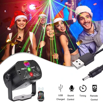 60 Padrões de USB Recarregável Led Luzes de Laser RGB de Som Luz de Discoteca Para o Casamento, Festa de Aniversário Controlador de Projetor de Dropship