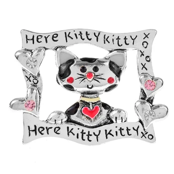 CINDY XIANG Esmalte Vintage Coração do Gato Broche de Prata de Cor Kitty Pin Jóia Animal do Material da Liga de