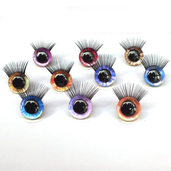 10 Tipos De Cor de 12 de 30mm 3D Glitter de Segurança de Brinquedo, Cor de Olhos de Boneca de Olhos de DIY Boneca Fazendo Fornecimento de Acessórios de Brinquedos de Pelúcia Olhos+Cílios