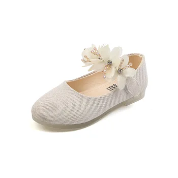 2022 Novo Sólido Meninas do cristal de rocha da Cadeia de Flores Mary Janes Crianças Sapatos Versão coreana Sapatos de Couro para o Desempenho