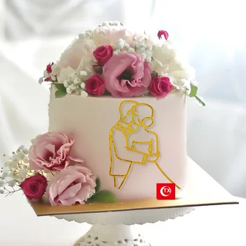Nova Arte Senhora Bolo de Casamento Topper Acrílico Ouro amada Bolo de Casamento Topper para Aniversário Casamento festas Decorações de bolos