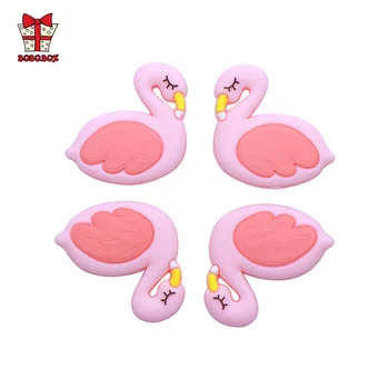 De BOBO.CAIXA 10pcs Mini Flamingo de Silicone Contas Bebê Teether Livre de BPA DIY Colar Chupeta Cadeia do Bebê de Silicone Cuidados com a Dentição Infantil