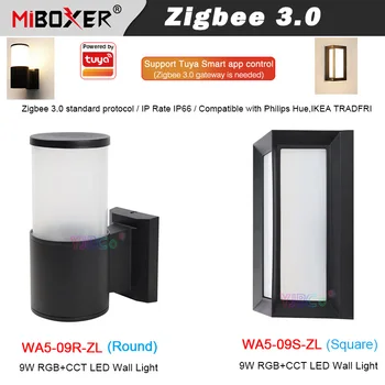 MiBoxer 24V Zigbee3.0 RGB 9W+CCT da Parede do DIODO emissor de Luz do Quadrado/Redondo Zigbee 3.0 Gateway de Controle Remoto Impermeável IP66 inteligente Interior da Lâmpada