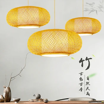 Japão Estilo artesanal de rattan retro bambu luminária Jardim, Restaurante, café lounge bar, iluminação Pingente de Luz