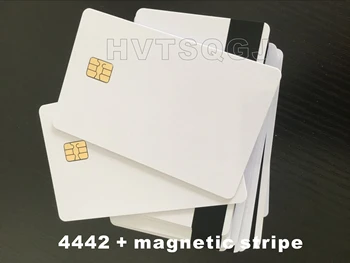 Compras livres de FM4442 compatível SLE4442 com HICO HI-CO da tira magnética ISO7816 smart card seguro em branco IC card10PCS