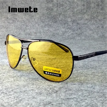 Imwete Óculos de sol Polarizados Homens TAC de Óculos de Sol Feminino Masculino Visão Noturna de Condução Óculos Óculos de proteção UV400 Óculos de Lentes Amarelo