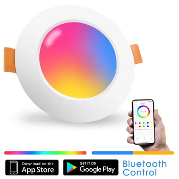 Compatível com Bluetooth Colorido Spot Lâmpada de Teto LED Recessed a Luz Redonda de Casa Inteligente Luminária RGB emissor de luz Downlight Dimmable 110V 220V