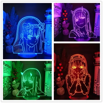 Anime 3D Lâmpada Zero Dois, a Figura da Noite do DIODO emissor de Luz de Crianças Meninas, Decoração do Quarto de Luz Mangá Acrílico Lâmpada de Tabela de Darling, O Franxx Presente