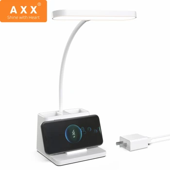 AXX Lâmpada de Mesa com Carregador sem Fios LED Dimmable Candeeiro de Mesa de Protecção dos Olhos Flexível Leitura de Cabeceira a Luz da Noite Home Office