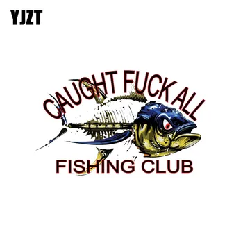 YJZT 15CM*9.7 CM Criativo, Engraçado Pego TODOS os Clube de Pesca de Decalque de PVC Adesivo de Carro 12-0421