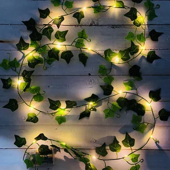 Luzes de natal Artificial de Folha Verde Flor da corda Led Luzes de Fadas Guirlanda de Natal, Enfeites para Casa Jardim Decoração do Casamento