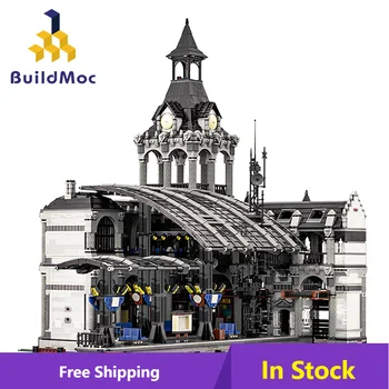BuildMoc Estação Ferroviária de Rua da Cidade SceneBuilding Blocos de Construção Modular Modelo de Bloco de 37719 para Crianças Presente 12597 PCS Brinquedos