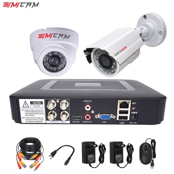 4CH DVR CCTV Sistema de 2PCS Câmeras 1080P 2MP Vídeo Vigilância 4CH 5 em 1 DVR de Infravermelhos AHD 1200 TVcctv câmera de segurança do sistema de kit