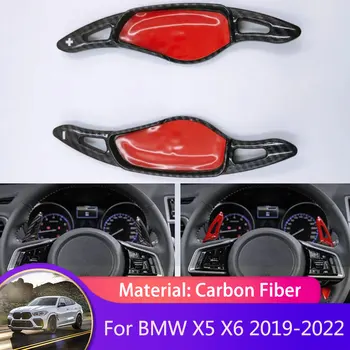 De Fibra de carbono, Carro Volante Paddles Shift para BMW X5 iX5 G05 X6 G06 2019~2022 Extensão Shifters Engrenagem Carro-estilo Adesivos