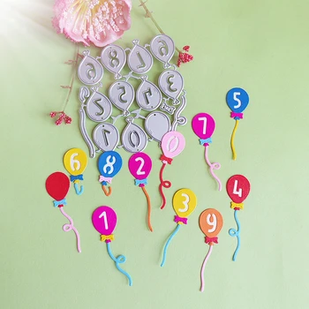 Belo balão números de 0 a 9 cortantes Scrapbook Decoração em Relevo Álbum Decoração Cartão de DIY Artesanato