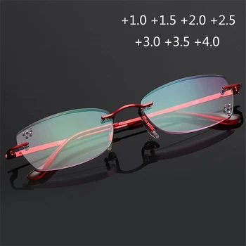 +1.0 +1.5 +2.0 +2.5 A +4,0 Corte De Diamante De Luxo Hipermetropia De Óculos Para Mulheres Embutidos Strass Leitor De Óculos Com Lente De Aumento
