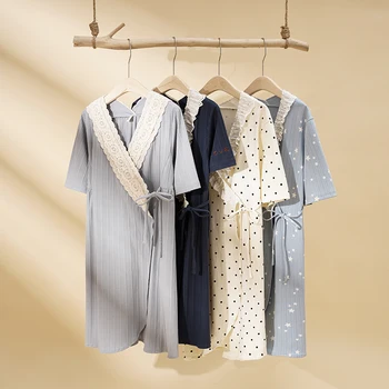 Estilo Japonês Pijamas Para Mulheres Camisola Pijamas Mulheres De Algodão Meninas Bonitos Soltos Pijama Femme Casa Desgaste De Tamanho Grande Veste Quimono