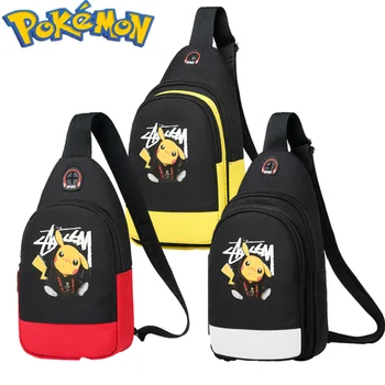 Pokemon Pikachu peito saco de homens mochila nova de lazer, esportes, viagens de férias presente de aniversário de role-playing adereços Kawaii