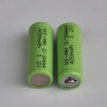 10PCS 1,2 V 2/3AAA ni-mh bateria recarregável 400mah 2/3 AAA nimh célula SEM soldadura guias para o DIODO emissor de luz solar