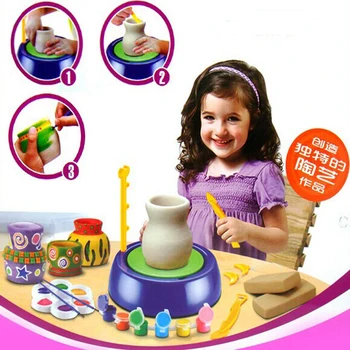 DIY eletrônico de moldagem de Argila brinquedo conjunto de Brinquedos Educativos Argila Kit de olaria de roda de Cerâmica Oficina de