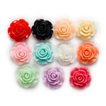 10 Pcs Rosa Flor de Resina Flatback Cabochão de Scrapbooking Enfeite de Headwear de Jóias DIY Telefone Artesanais de Decoração de Tomada de 10mm